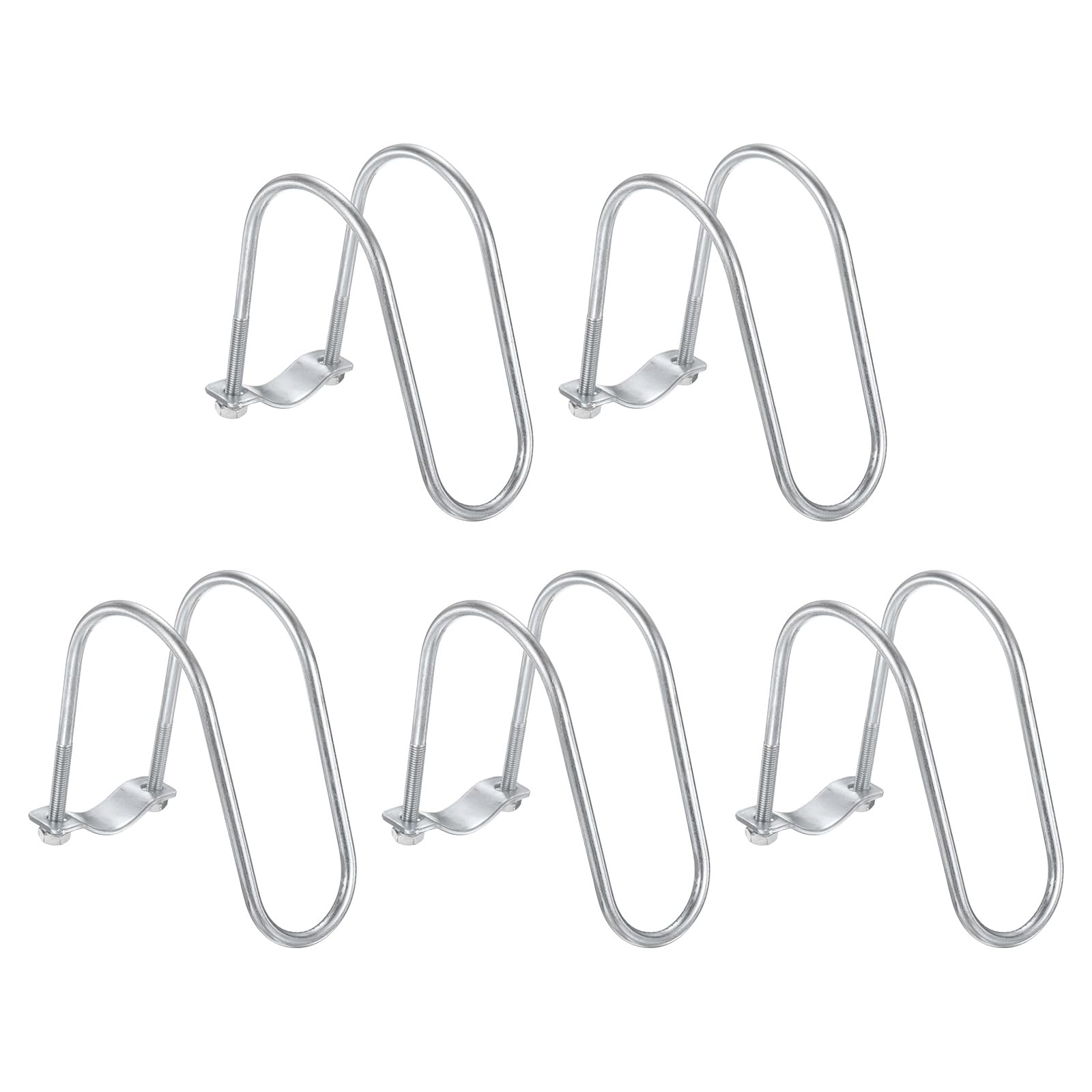 sourcing map 5pcs Cross-Connector Vertical Pipe Clip 1.5" to 2.5" Carbon Steel U-Shaped Tube Buckle Steel Pipe Connector for Farm Greenhouse Awning Frames Nursery Fence Scaffolding