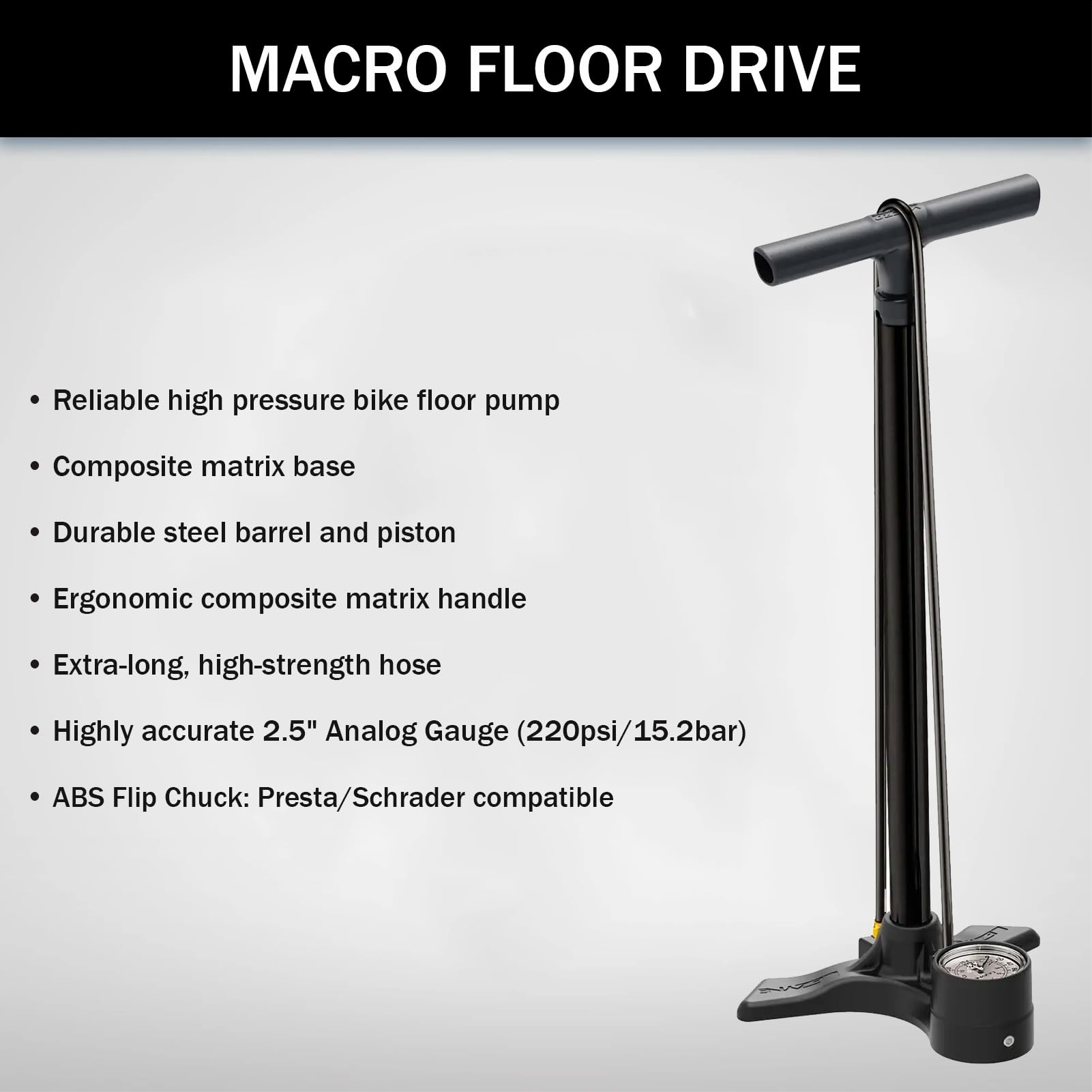 LEZYNE Macro Floor Drive Pompe à Pied vélo/VTT Mixte