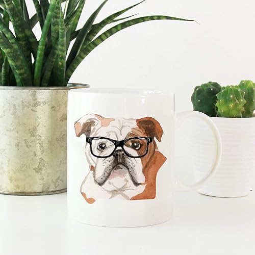 Miniatura 2 de Andaz Press Funny Preppy Dog Art - Taza de café (1.3 fl oz, 0.4 fl oz), diseño de bulldog inglés en vasos negros, 1 paquete, regalo de Navidad para
