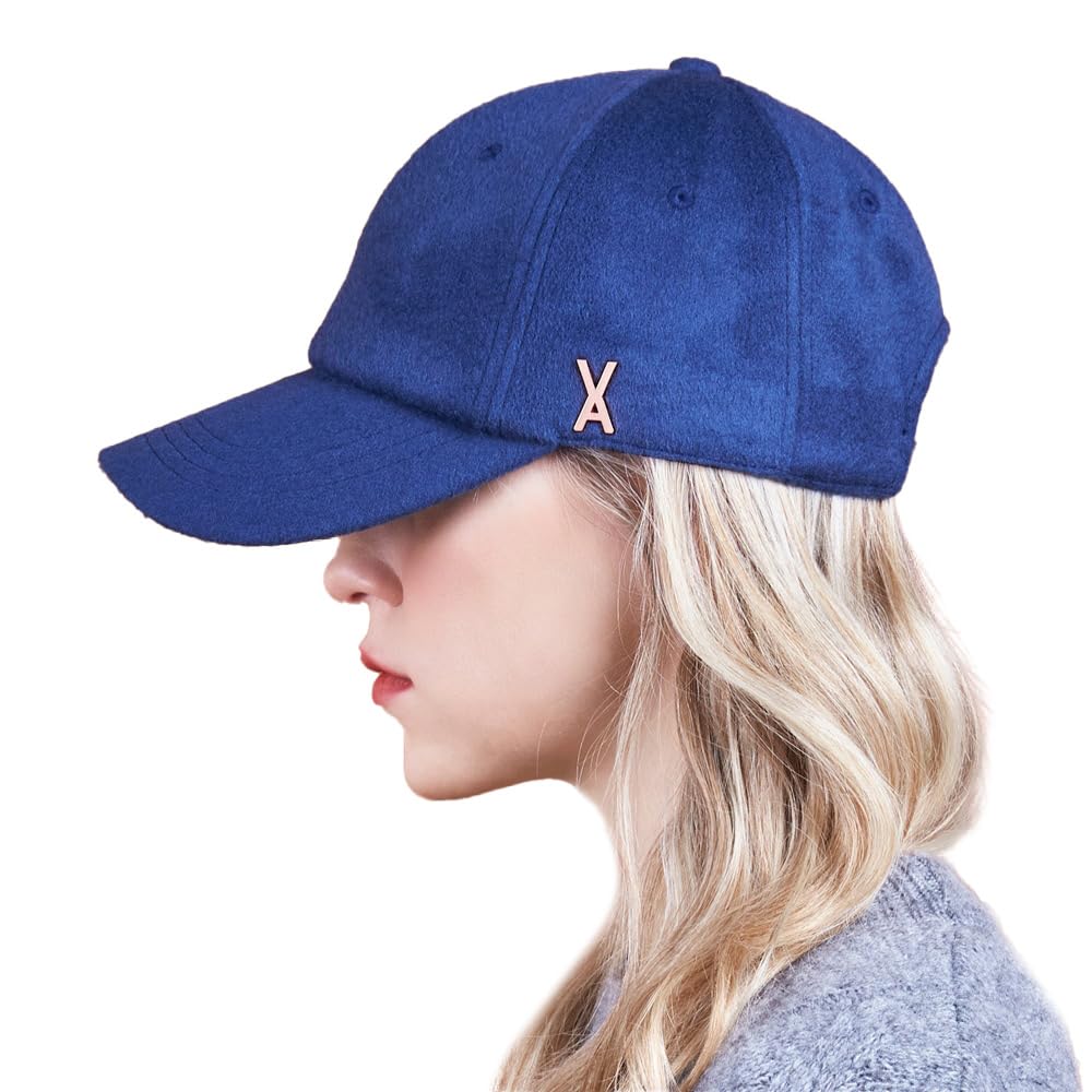 Amazon | [VARZAR] Stud Logo Wool Over Fit Ball Cap Navy