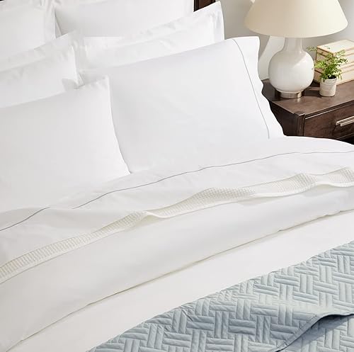 Miniatura 8 de BOLL & BRANCH Signature - Juego de sábanas bordadas, 100% algodón orgánico, 1 sábana encimera de brillo suave, 1 sábana bajera y 2 fundas de