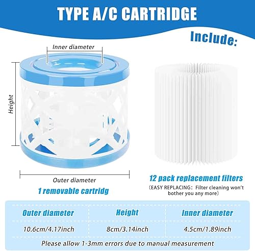 Miniatura 2 de Cartucho de filtros para bañera de hidromasaje tipo VI, paquete de 12 filtros de spa compatibles con Lay-Z-Spa, Coleman SaluSpa 90352E 58323 90427E,