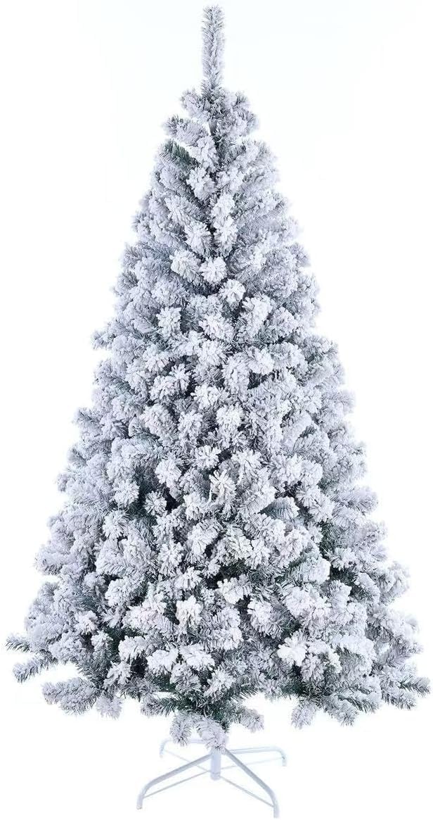 Virosa Snow White Xmas Snow Flocked Artificial Christmas Tree With Foldable Stand, Premium Spruce With Realistic Branches, Metal Stand, Indoor Holiday Decoration, 550 Tips, 5Ft (152 Cm)