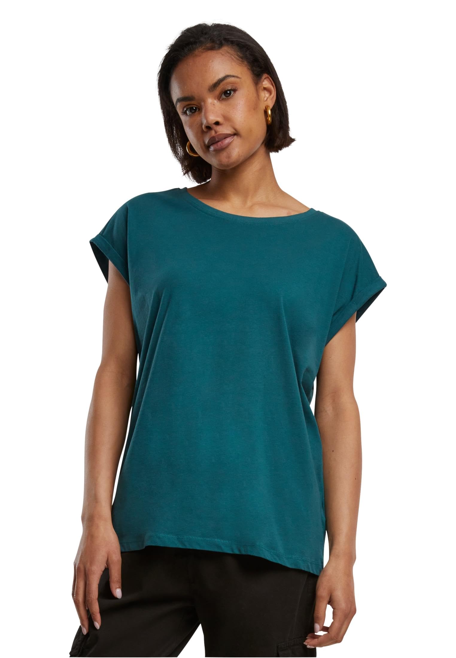 Urban Classics Women's Bleu Long-Shoulder T-Shirt Gt