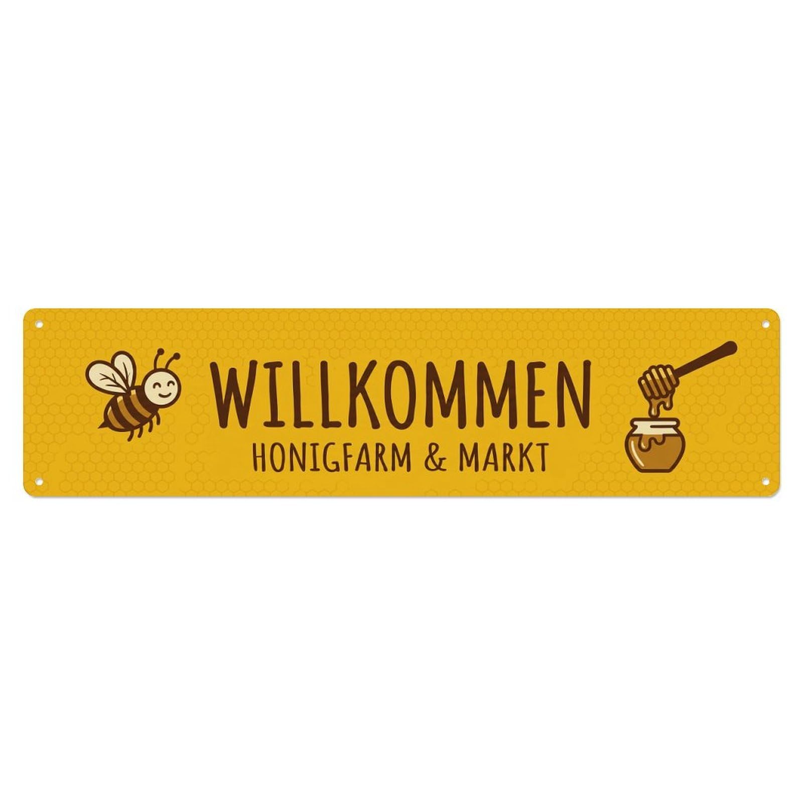 Golden Yellow Honey Farm Market Welcome Metal Tin Sign Plaque Wall Decor for Cafe, Club Bar, Office, Home Garden Metal Poster 4x16Inch
