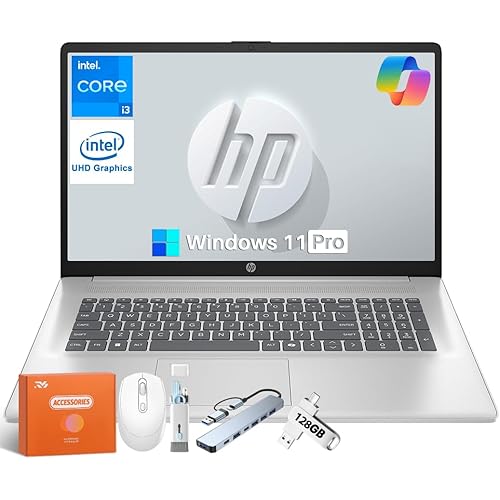 HP 2025 17.3" Laptop Compurter for Business & Student, Intel 8-Core Processor, 32 GB RAM, 1 TB SSD, Anti-Glare Display, Windows 11 Pro, Bluetooth 5.3, Type-c, Silver, Copilot AI, w/Accessories