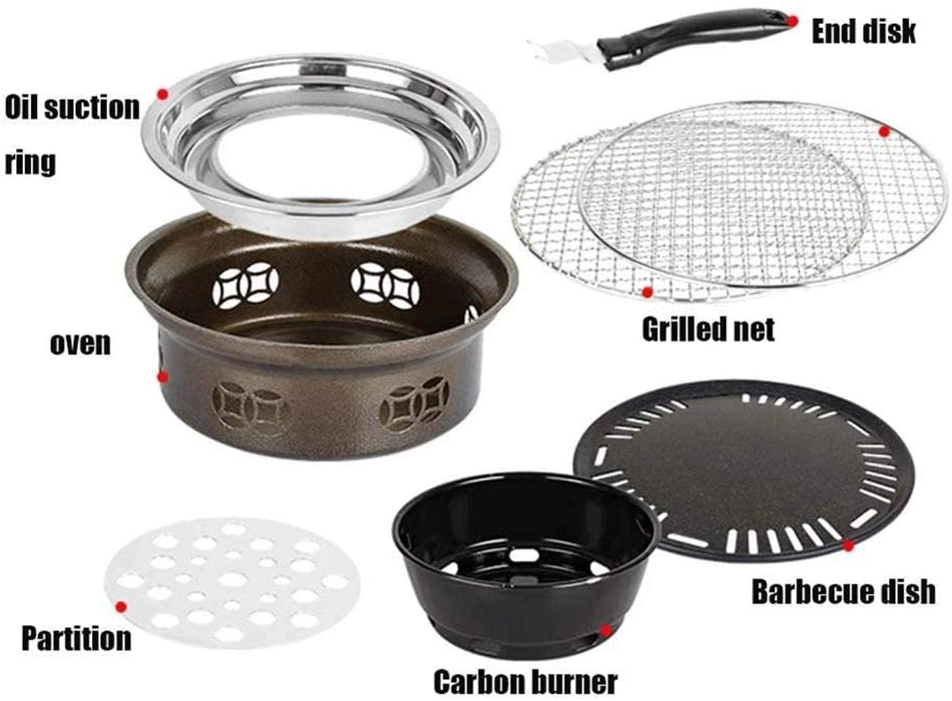 Praktyczny domowy Okrągły Grill węglowy Przenośne narzędzie do grillowania Gotowanie na zewnątrz Kemping Piesze wycieczki Piknik Patio 34,5 x 11,5 cm