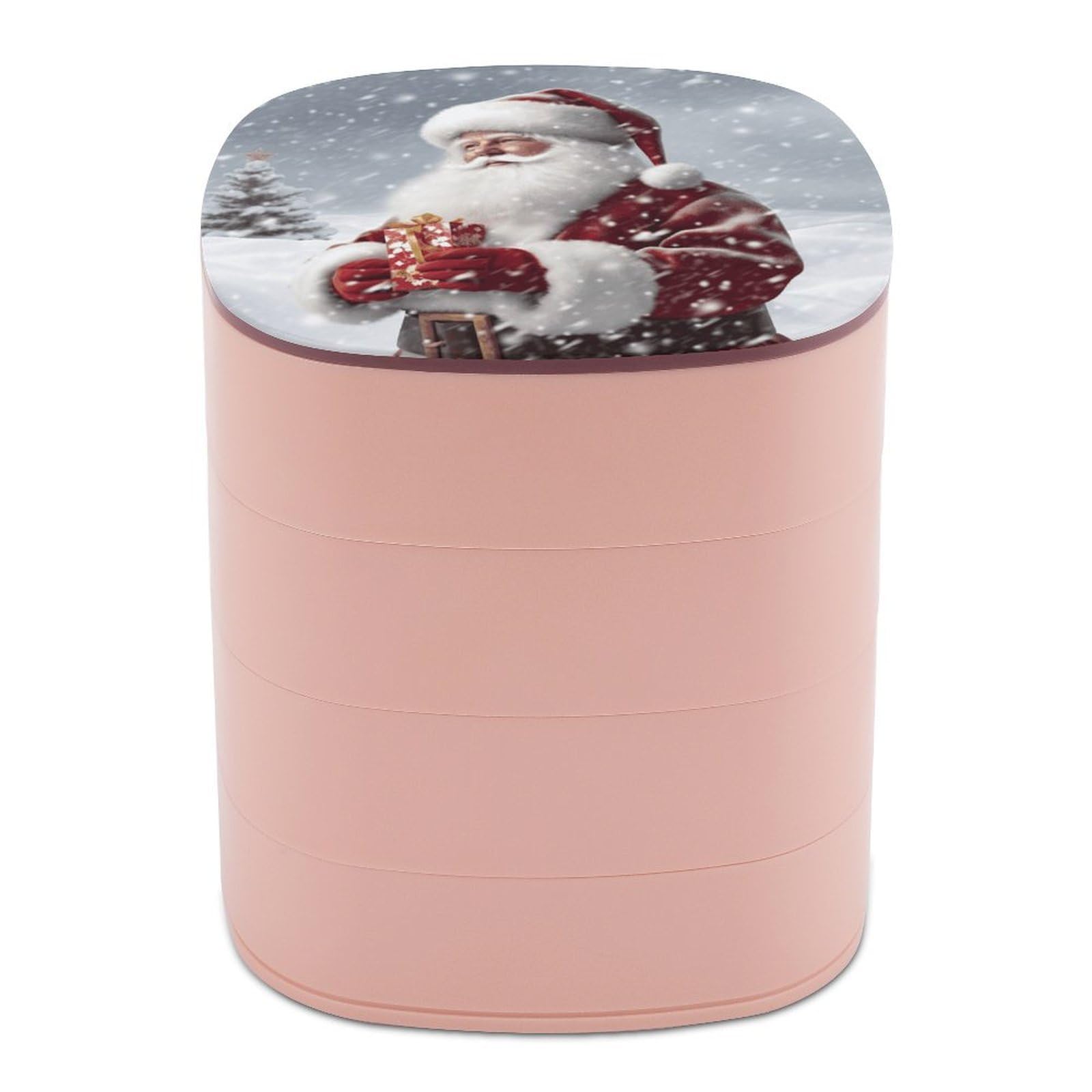 JTREHY Santa Claus Snow Secenry Jewelry Box 4-Layer Covered Rotating Jewelry Storage Box Large Capacity Storage Boxes Portable Jewelry Case for Bracelets Earrings Necklace