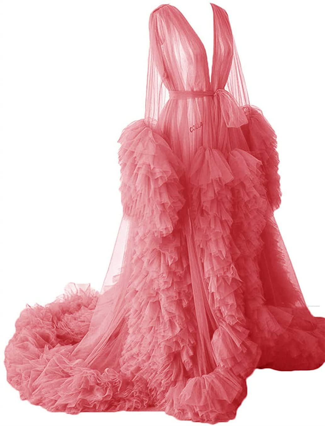 Dressing Gown for Maternity Photoshoot Perspective Sheer Long Robe Puffy Tulle Robe Sheer — view 33
