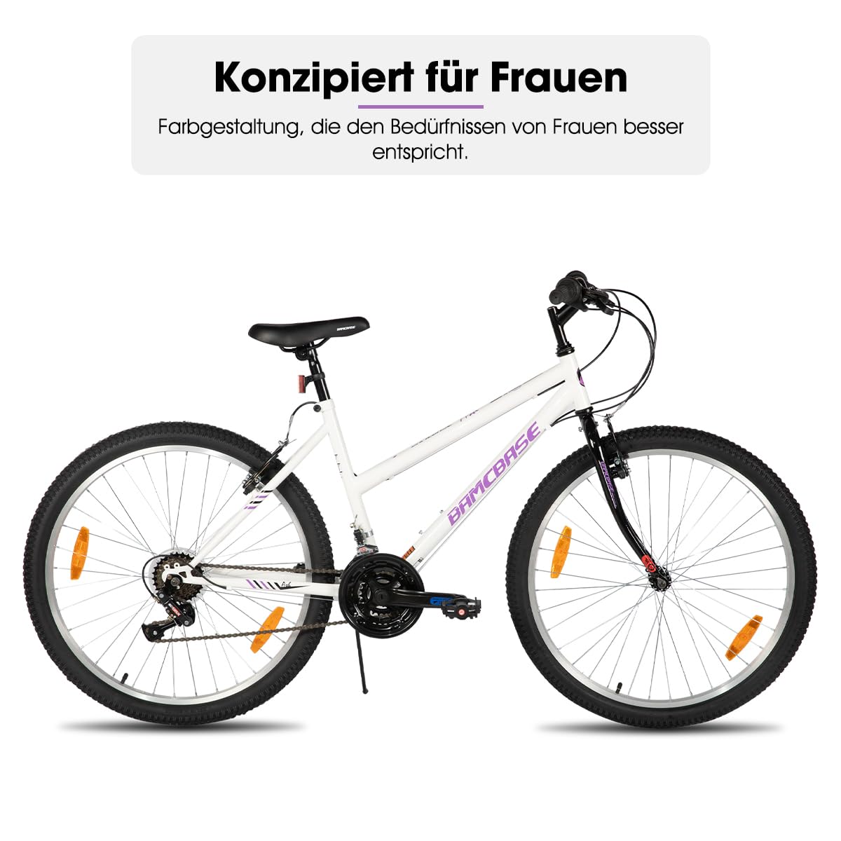 Hiland Damen 24 26 Zoll Mountainbike, Fahrrad für Mädchen & Frauen, 18 Gang MTB Fahrrad mit V-Bremsen, Robuster Stahlrahmen Mountainbike, Schwarz/Rosa/Weiß