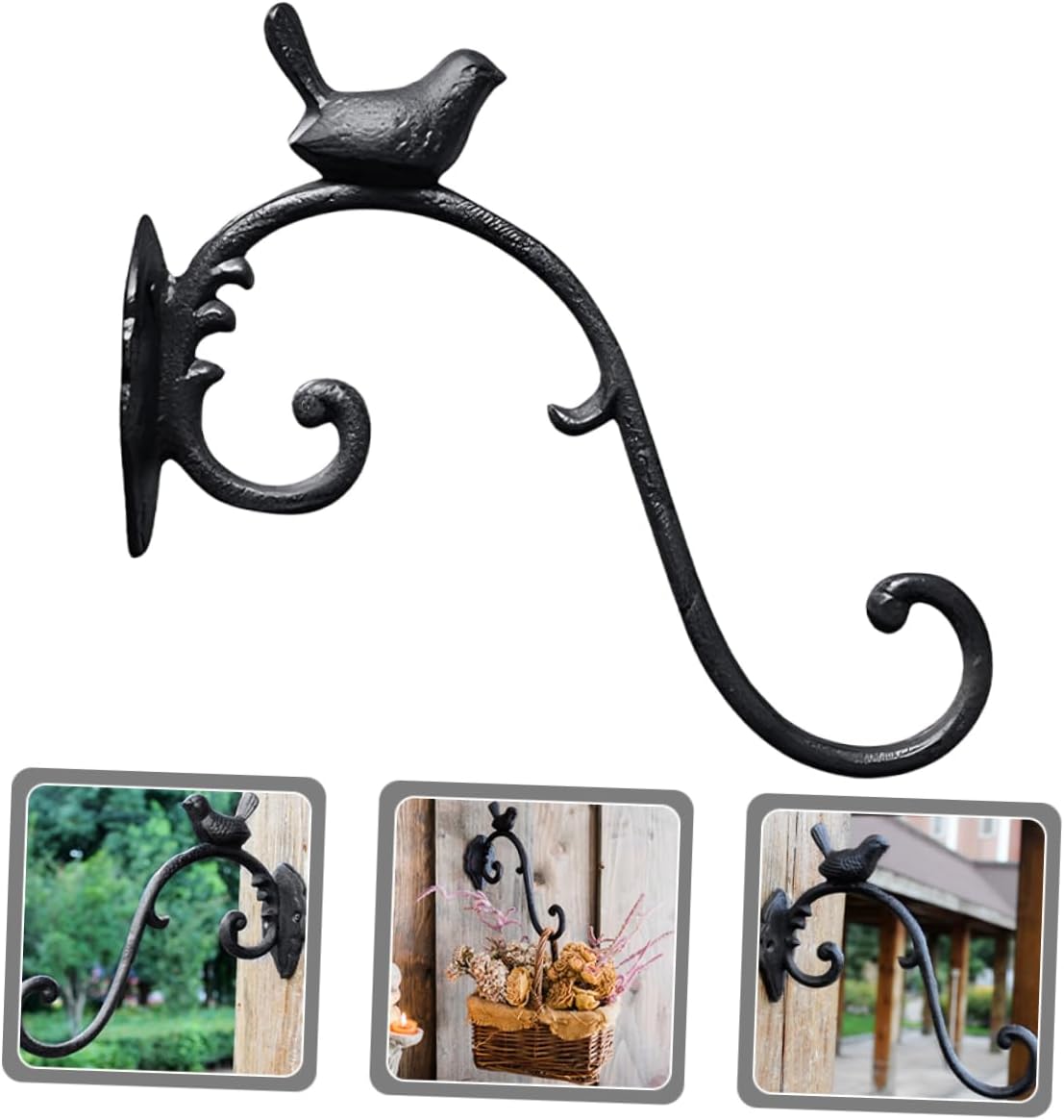 Decorative Iron Flower Pot Hanging Bracket Wall Plant Hanger for Balcony Bird Feeder Rack