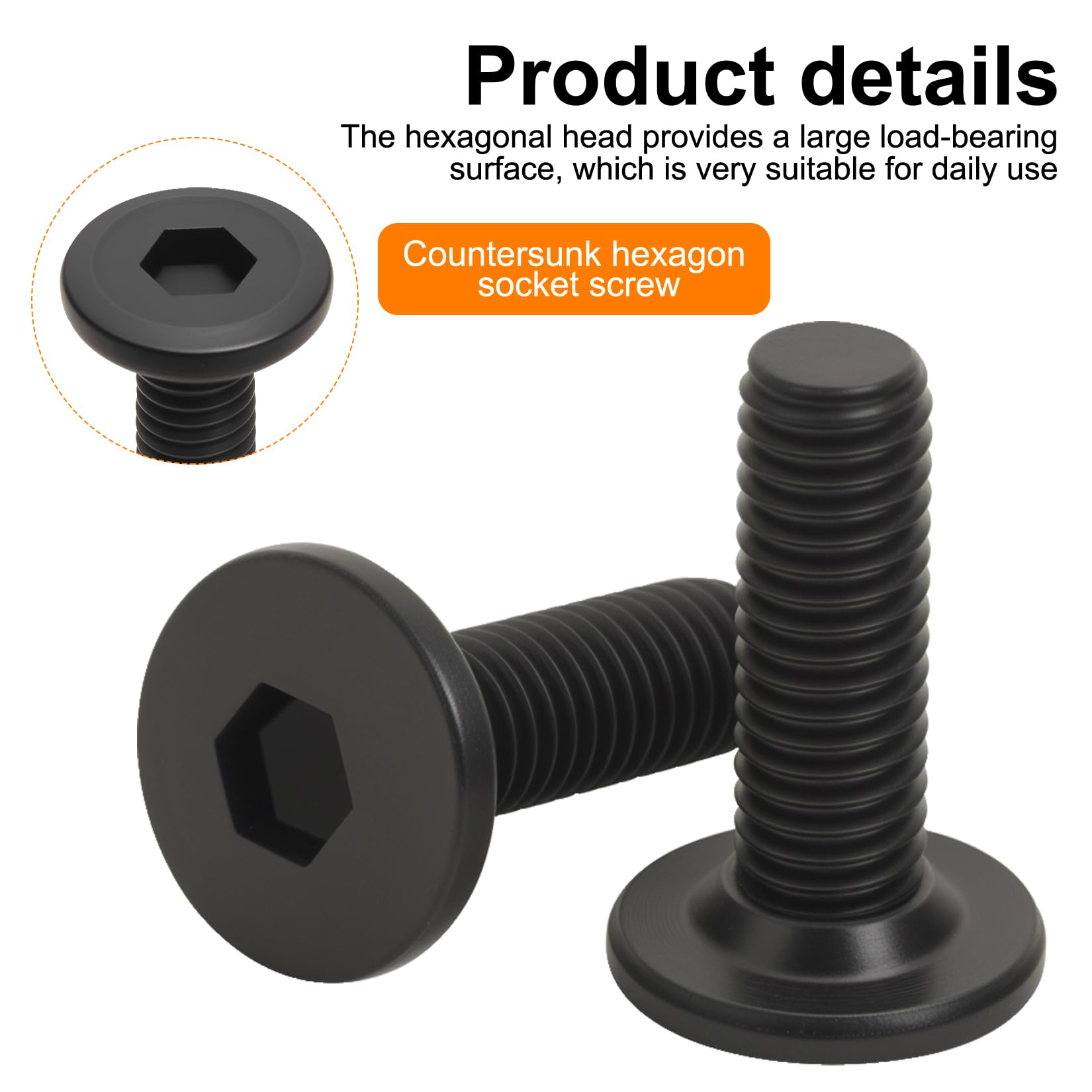 20 PzViti M5, Viti a Testa Svasata con Esagono Incassato, M5 x 16 mm Assortimento di Bulloni Viti a Brugola a Testa Piatta Nero per Macchine, con Chiave
