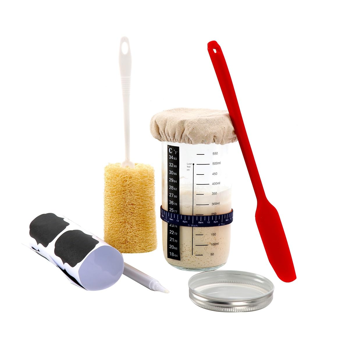 CTRLZS 1Set Sourdough Bread Kit Large Capacity Sourdough Jar with 5 Features for the Perfect Sour Dough Bread