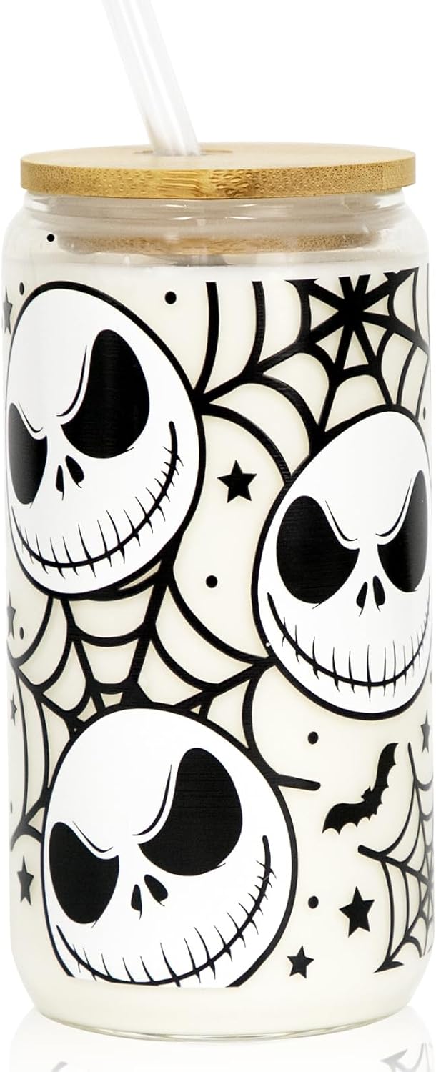 Halloween Cup, 18oz Nightmare Spooky Halloween Tumbler with Lid and Straw