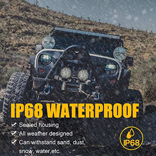 4.5” Round Work LED Light, 42W Fog Offroad Off Road Lights Driving Lamp Waterproof for Hunting Pickup UTV Truck Car Boat SUV Boat 4WD ATV 12V 24V 4x4 Tractor Motorcycle