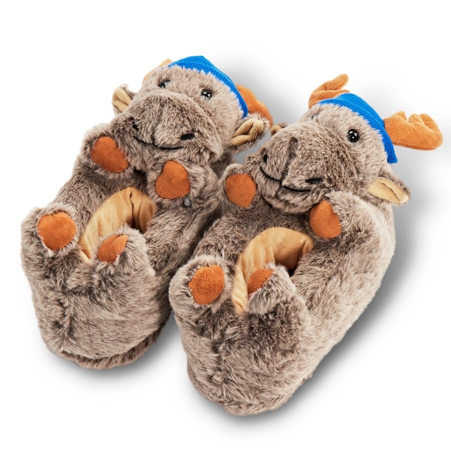 Image of Women's Animal Plush Slippers, Cute Cozy Fuzzy House Shoes Non-Slip Sole