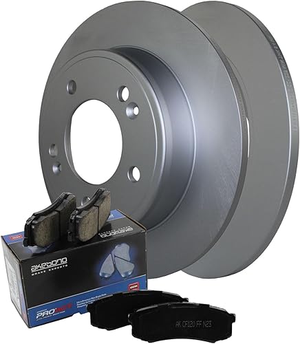 Rotores de disco sólidos recubiertos de 10.315 in y Akebono ProACT Juego de pastillas de cerámica Hardware y sensores acústicos Kit de freno trasero