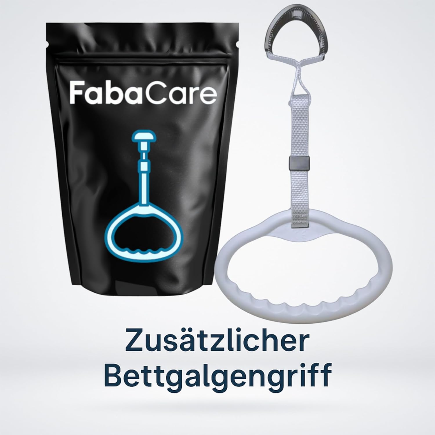 FabaCare Bettgalgen freistehend bis 130 kg Körpergewicht zusätzlichem extra Griff für kleine Hände | mobiler Galgen für normales Bett | Aufrichthilfe, Bettgriff, Bettaufrichter