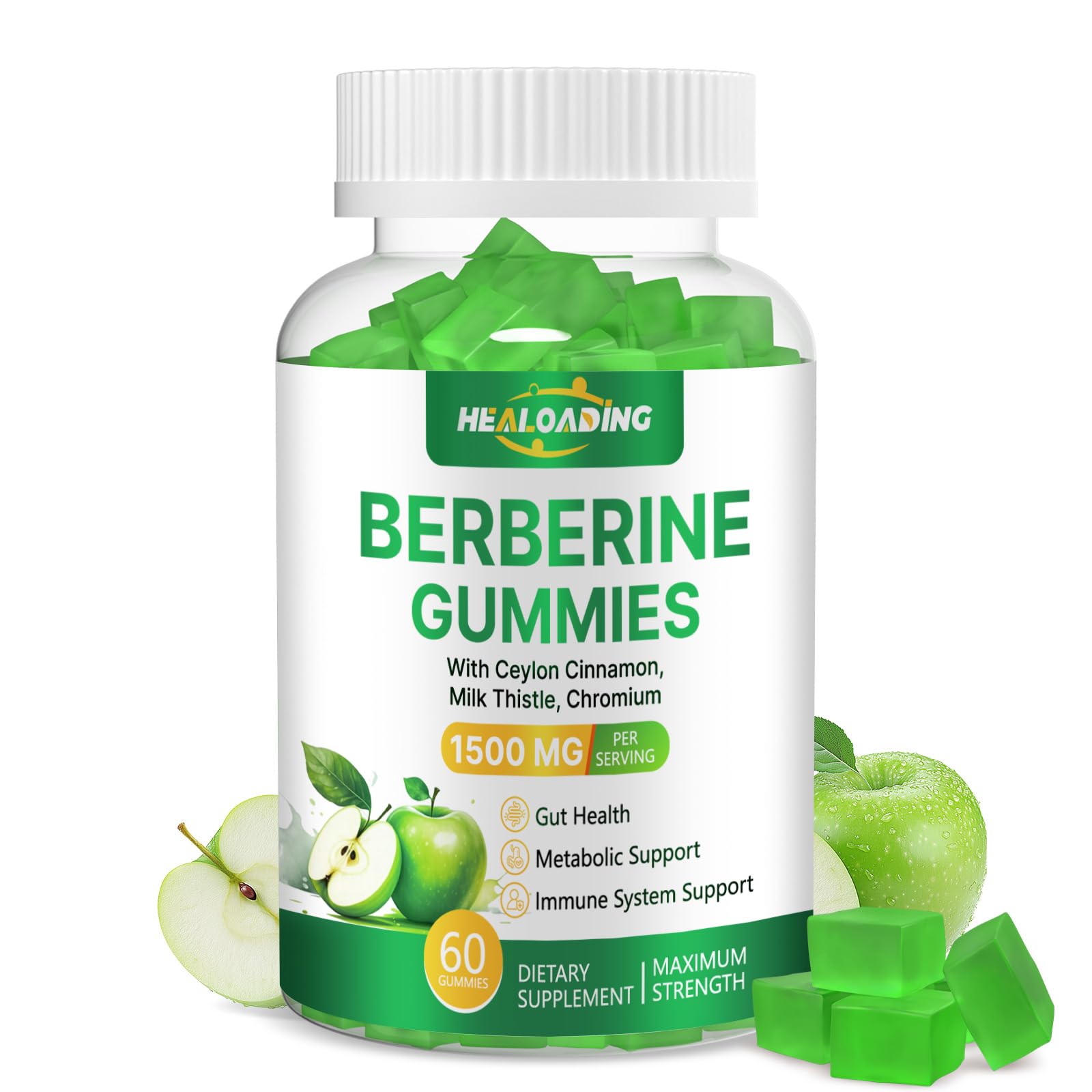 Berberine Supplement with Ceylon Cinnamon: Berberine Gummies with Milk Thistle Chromium for Metabolism Energy Gut Health Fasting & Body Mass Control