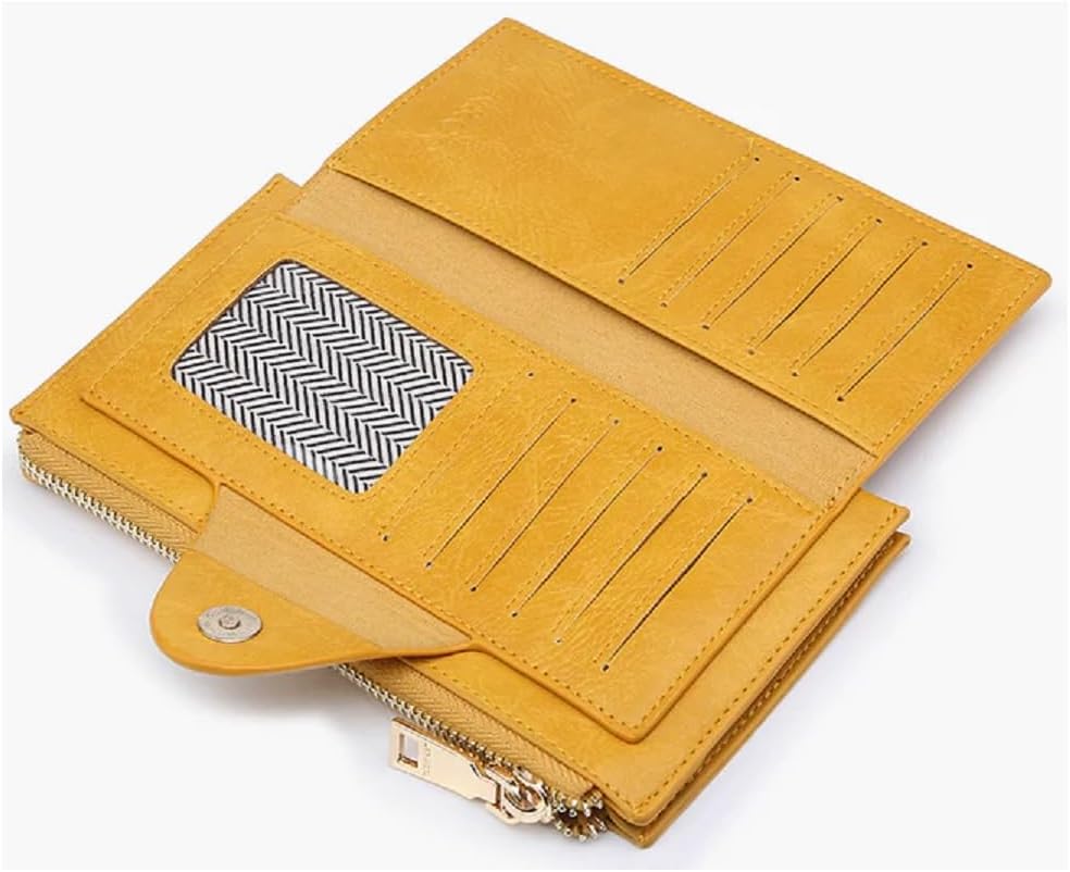 JEN & CO. Kyla RFID Wallet in Mustard - Women's Vegan Leather Wristlet Purse & Clutch, Credit Card Holder, RFID Safe