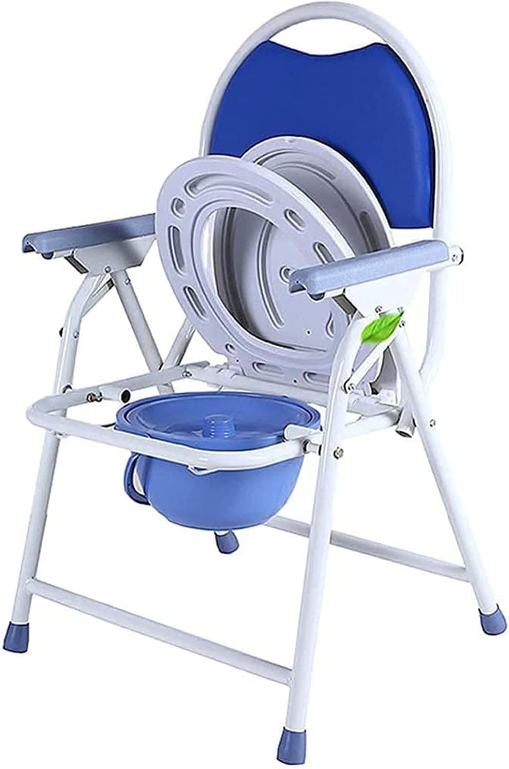 BHGFYXBS Toilet Chair For Elderly, Portable Toilet Chair With Backrest With Built In Toilet Bedside Commode Chair Lightweight Folding Commode Chair Portable Toilet Seat,