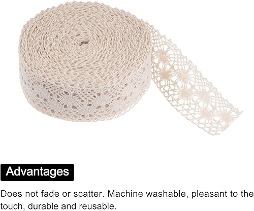 Miniatura 3 de MECCANIXITY Cinta de encaje de 1.57 "x 10 yardas, encaje de algodón hueco beige para decoración de boda envoltura de regalo