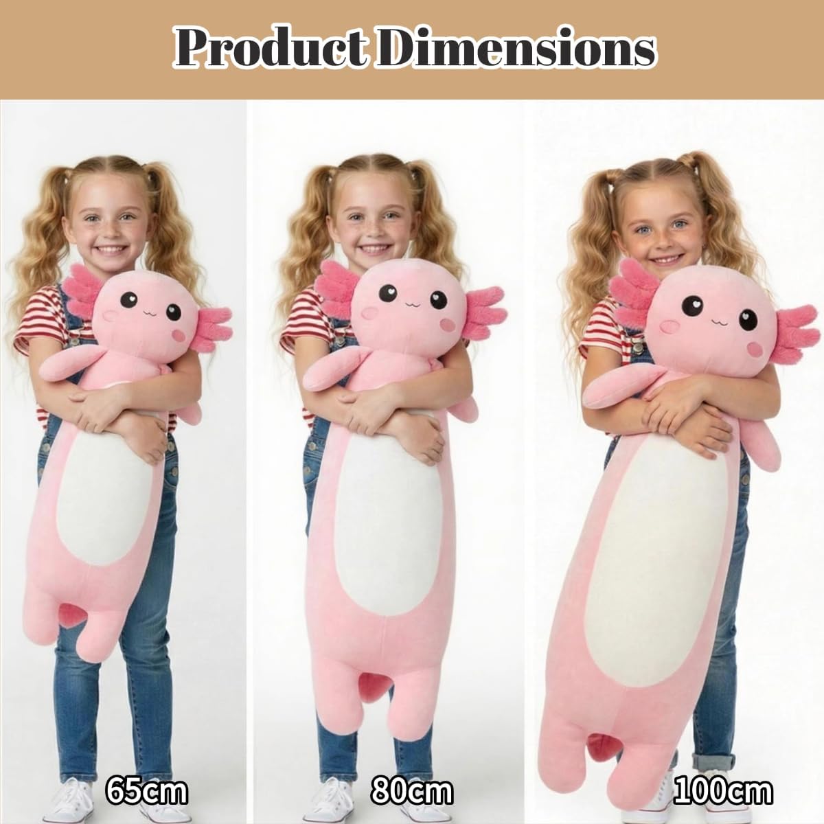 Long Axolotl Plush Pillow, Pink Axolotl Stuffed Animal for Girls and Boys Salamander Plush Toy Gift for Christmas (Pink, 65cm/25.59inch) - Image 4