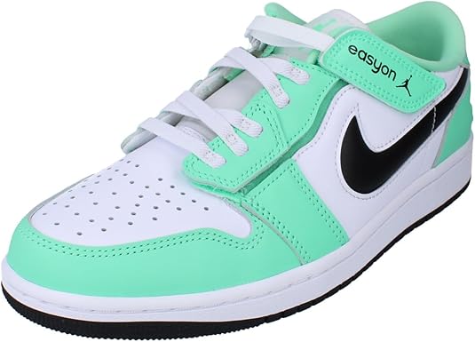Air Jordan 1 Low FlyEase Men's Easy On/Off Shoes (DM1206-131, White/Green Glow/Black) Size 7.5
