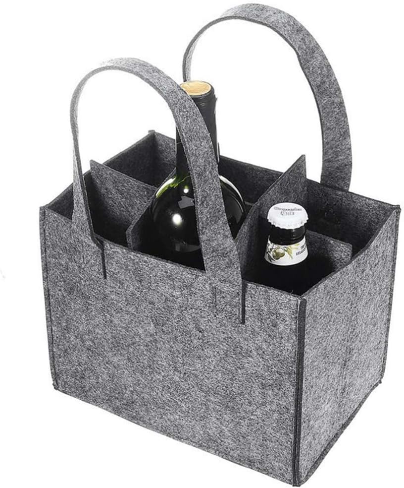 OUNONA Felt Wine Bag Reusable Grocery Bags Tote Travel Bag