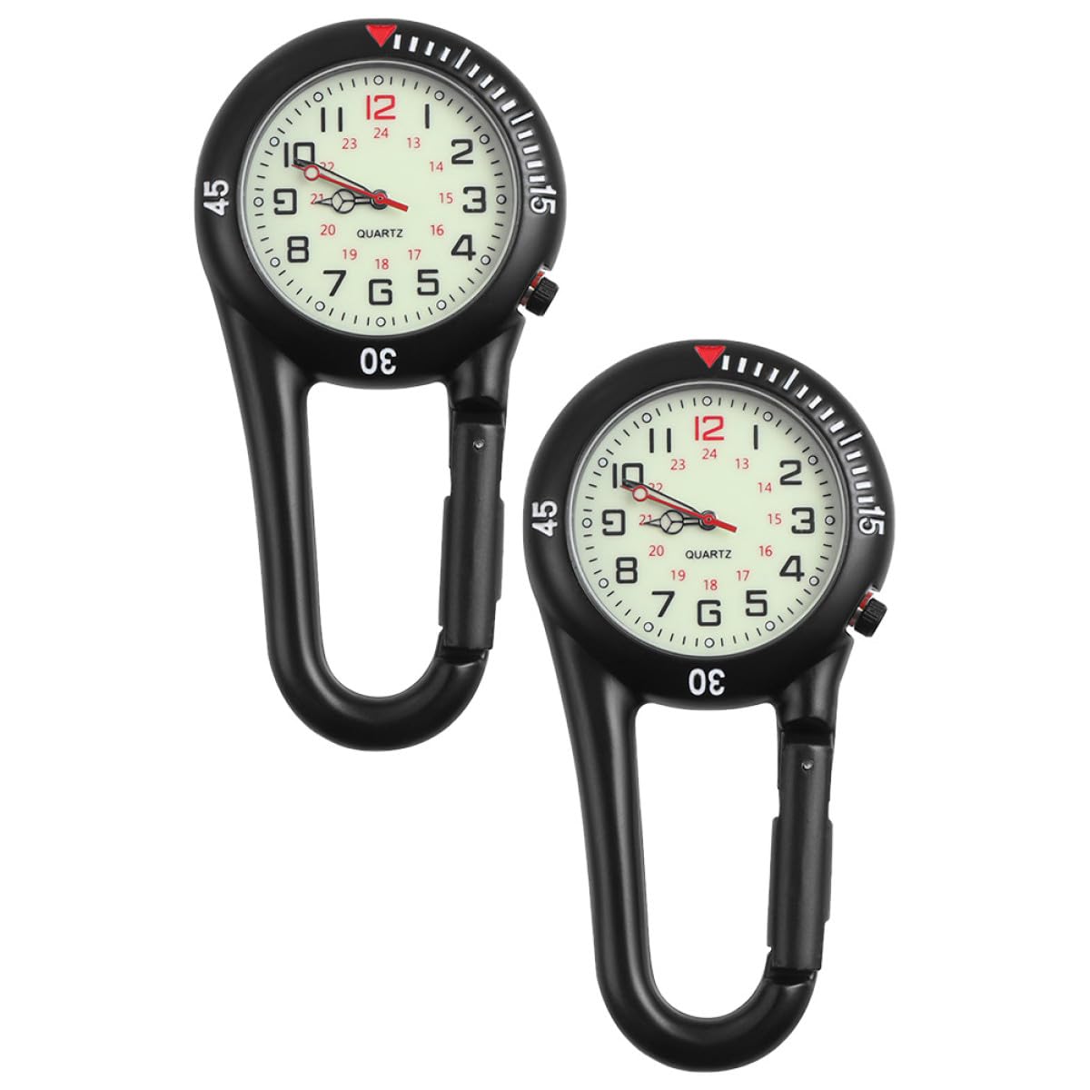 SOLUSTRE Clip On Quarzuhr mit Fluoreszierendem Zifferblatt Federbelasteter Karabiner Kompakte Gürteltaschenuhr für Damen und Herren Outdoor Rucksackbefestigung Präzise Zeitanzeige