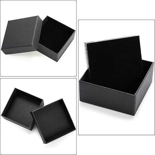 Miniatura 3 de Fasmov Cajas de joyería de papel kraft, paquete de 36 unidades de 2.95 x 2.95 x 1.37 pulgadas, caja de regalo cuadrada de cartón para collares,