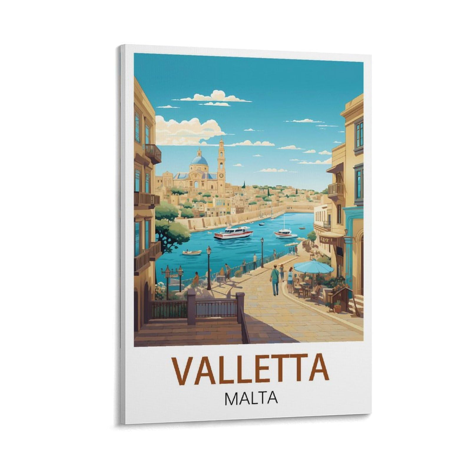 BAgLev Valletta Malta Vintage Travel Poster 08x12inch(20x30cm) Canvas Art Poster And Wall Art Picture Print Modern Family Bedroom Decor Posters