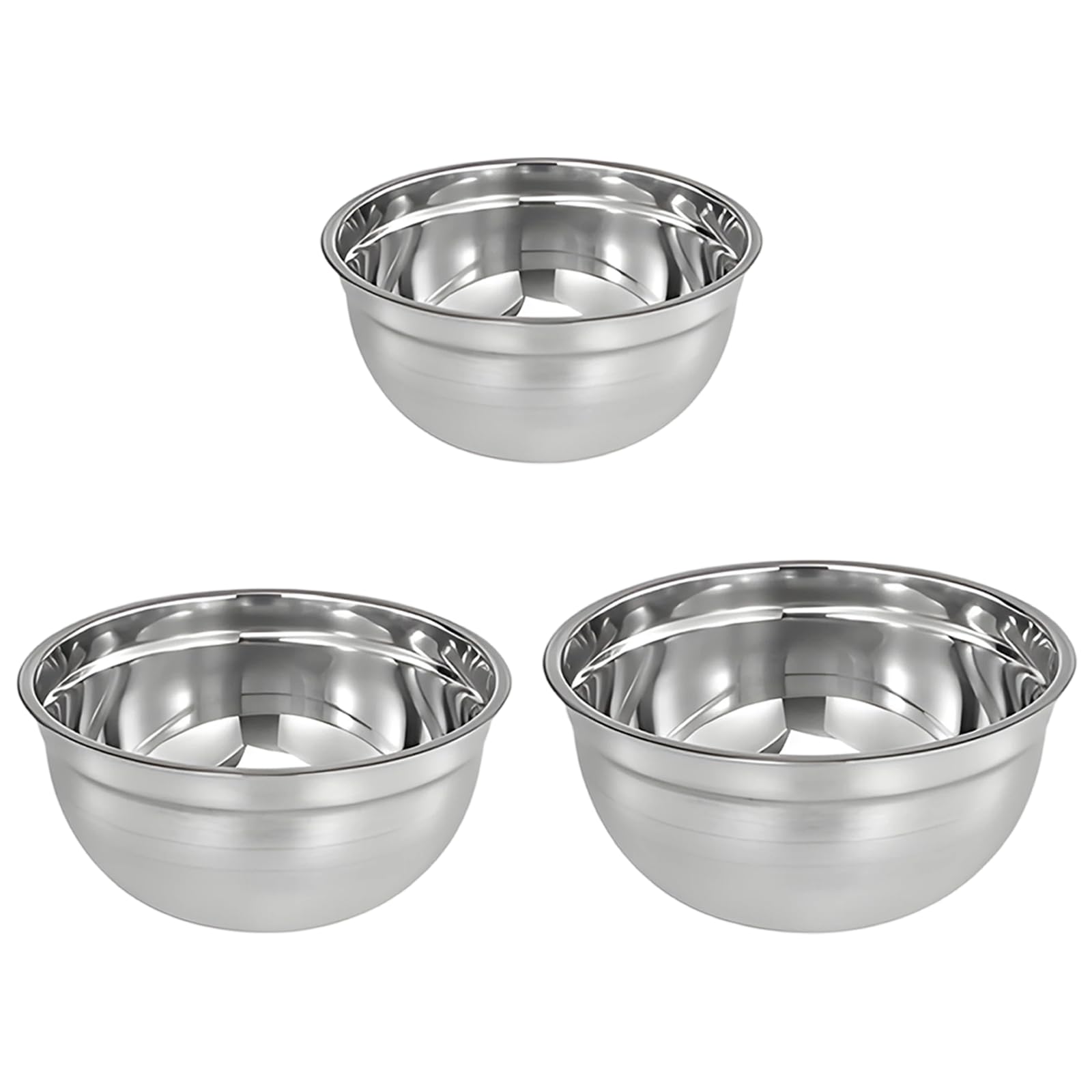 Generisch 3 Stk. Rührschüsseln aus Edelstahl, 17,9 cm, 20 cm und 23,8 cm ineinander stapelbar, für Salat, Backen und Zubereitung, leicht zu reinigen, spülmaschinen- und kühlschrankgeeignet