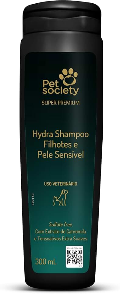 Pet Society Super Premium Shampoo Filhotes e Pele Sensível Para Cães e Gatos - 300 mL
