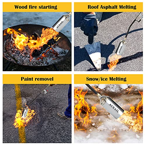 Propane-Torch-Weed-BurnerBlow-TorchHeavy-DutyHigh-Output-700000-BTUFlamethrower-with-Turbo-Trigger-Push-Button-Igniter-and-98-FT-Hose-for-Roof-AsphaltIce-SnowRoad-MarkingCharcoal