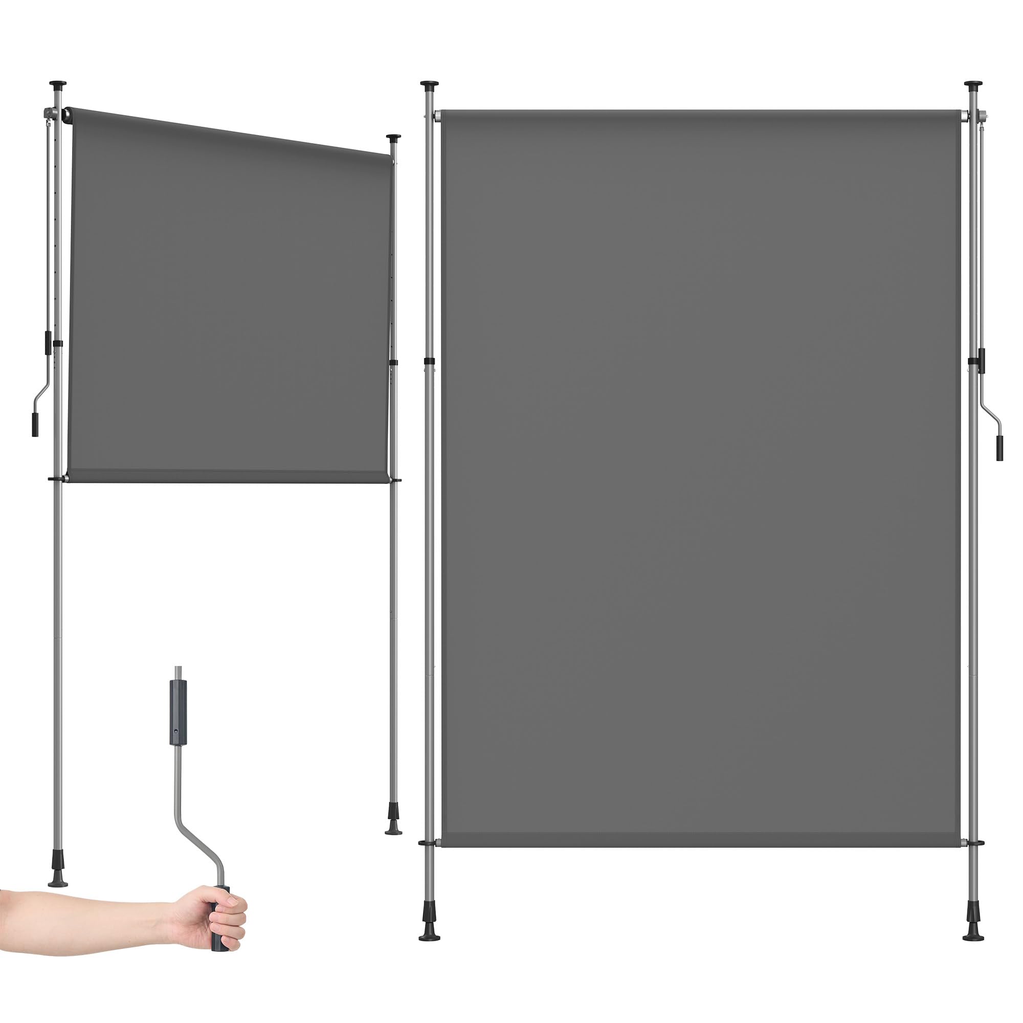 SONGMICS Senkrechtmarkise, höhenverstellbar, 200 x (220-300) cm, kein Bohren erforderlich, Vertikalmarkise für Terrasse, Balkon mit Markisenkasten, UPF 50+, Sichtschutz, anthrazitgrau GSA0020G01
