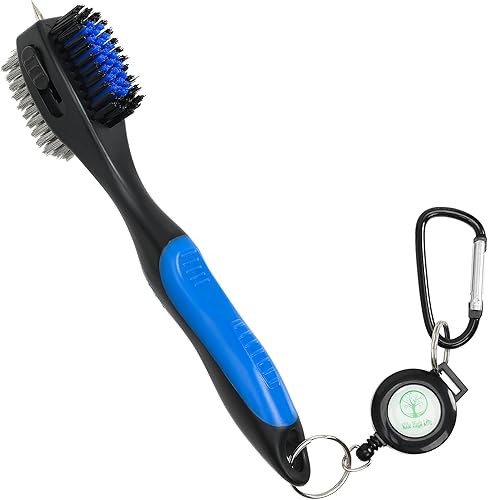 Miniatura 7 de Mile High Life Cepillo para palos de golf, limpiador de ranuras con cable de extensión retráctil de 2 pies y mosquetón de aluminio, accesorios