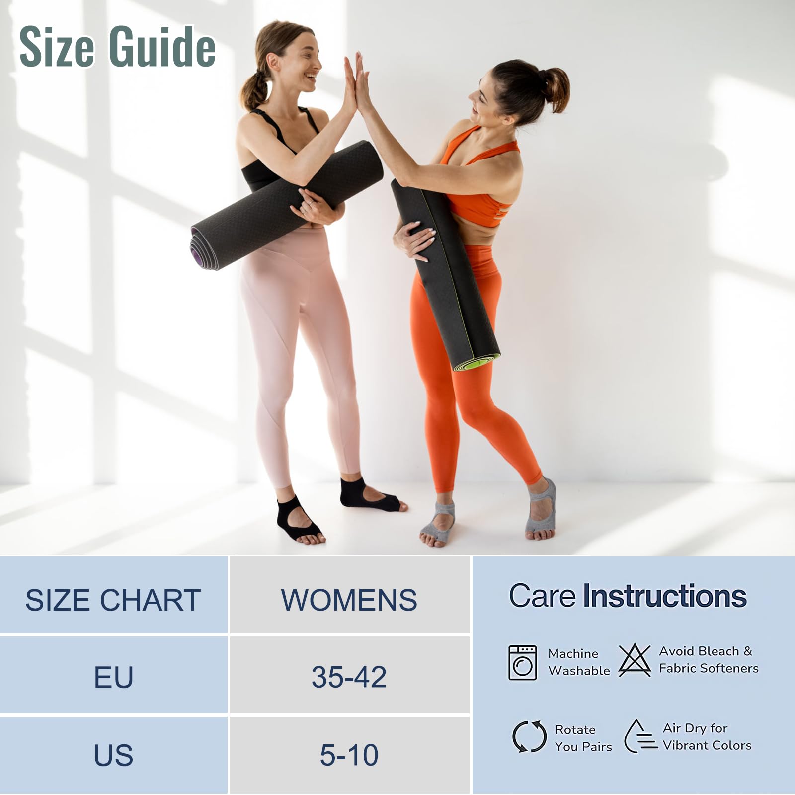 Yoga Socken für Damen Rutschfeste Zehenlos Pilates Socken Atmungsaktiv Stoppersocken für Zuhause Workout Sport Ballett Tanz Trampolin Krankenhaus 35-42 2 Pairs