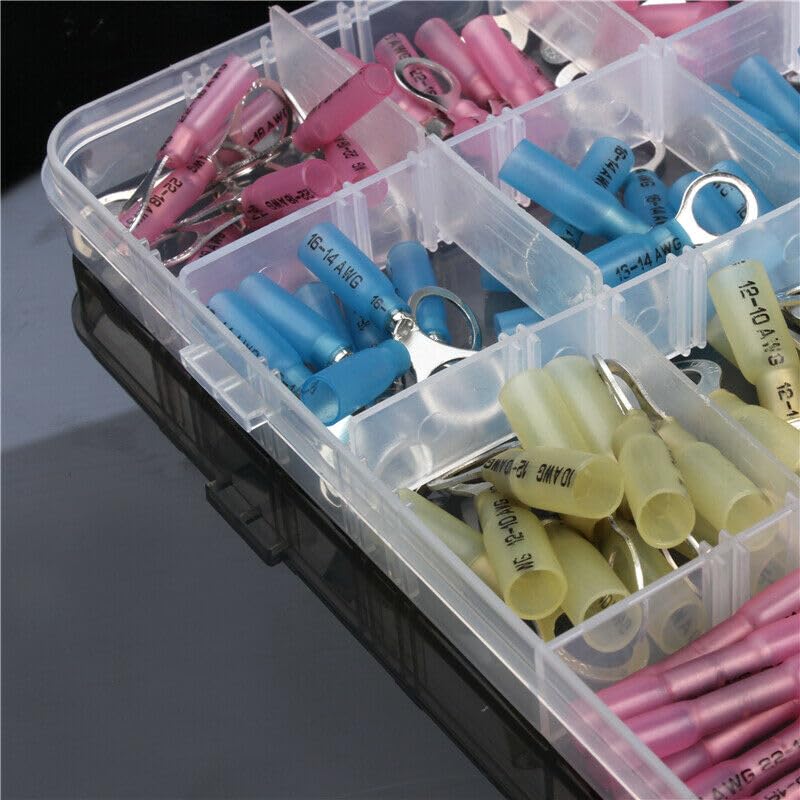 240pcs Crimp Terminal Assorted Electrical Wire Cable Connector Kit Crimp Insulated Ring Fork Spade Butt Set 10-22AWG VUQLDHAYZ