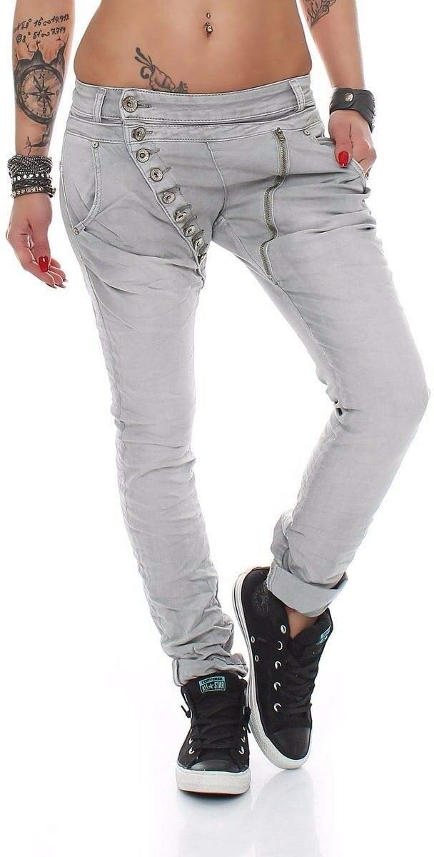Fashion4Young 11424 Women's Jeans Skinny Jeans Trousers Boyfriend Baggy Haremscut Women's Jeans Slim Fit