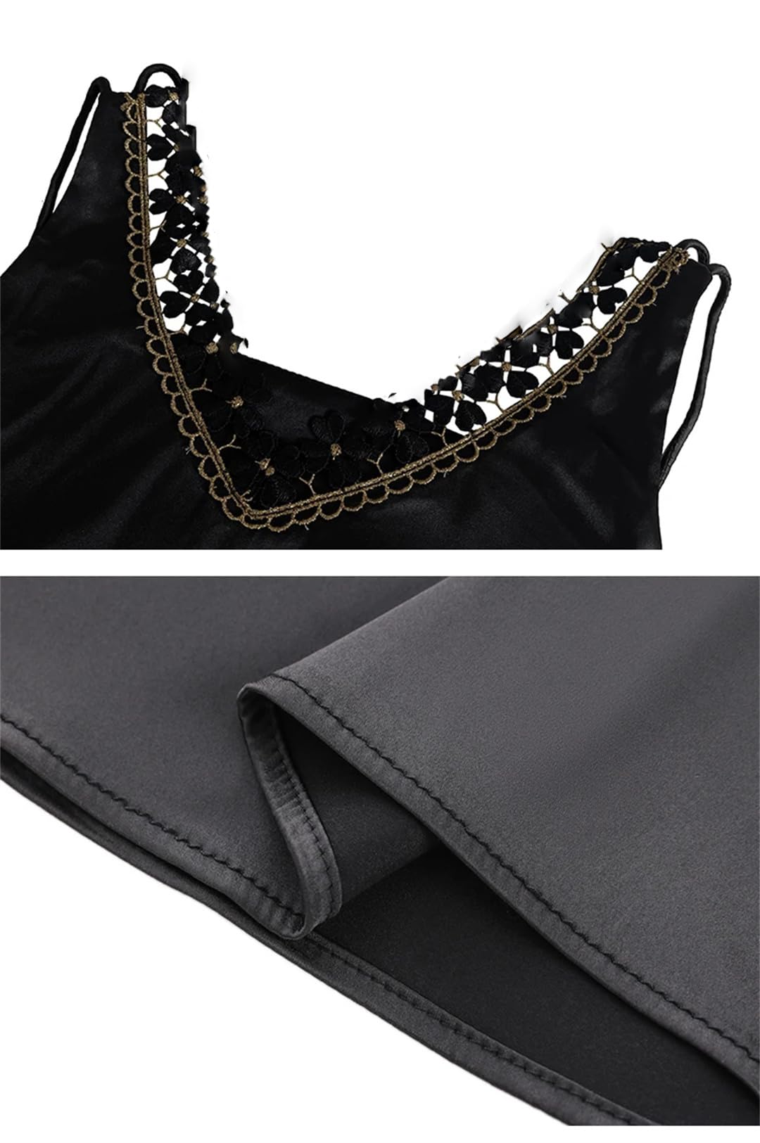 Canotta da donna in raso di seta con scollo a V primaverile estate moda patchwork pizzo ricamato canotte