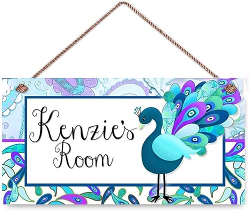 Gxiliru - Cartel personalizado de madera para habitación de bebé, diseño de pavo real