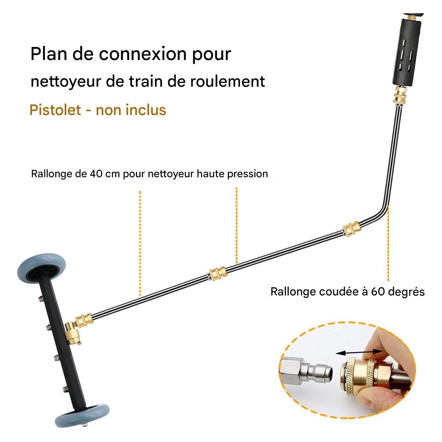 Limpieza De Bajos De Coche Limpiador De 276 Bar Con 2 Varillas De Extensión | Rociador Para Chasis 41 Cm Para Plataforma, Marco, Hormigón, Entrada, Suelo y