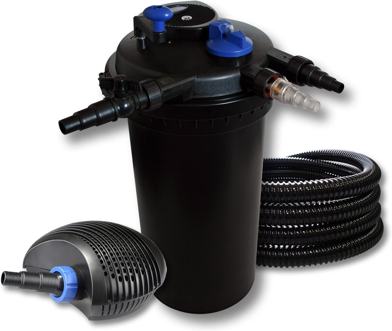 SunSun Set per laghetti Filtro a pressione 30000l Chiarificatore UVC 18W Pompa da 40W Tubo 25m
