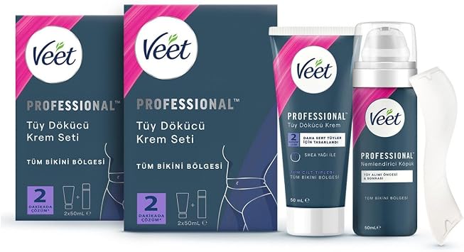 Veet Professional Bikini Area Depilatory Cream Set (50 ml + 50 ml) x 2 Pieces