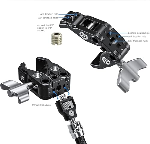 Miniatura 4 de LEOFOTO MC-60 - Abrazadera de alta resistencia de 2.362in, trípode multifunción de metal  estudio universal de 38"  14"