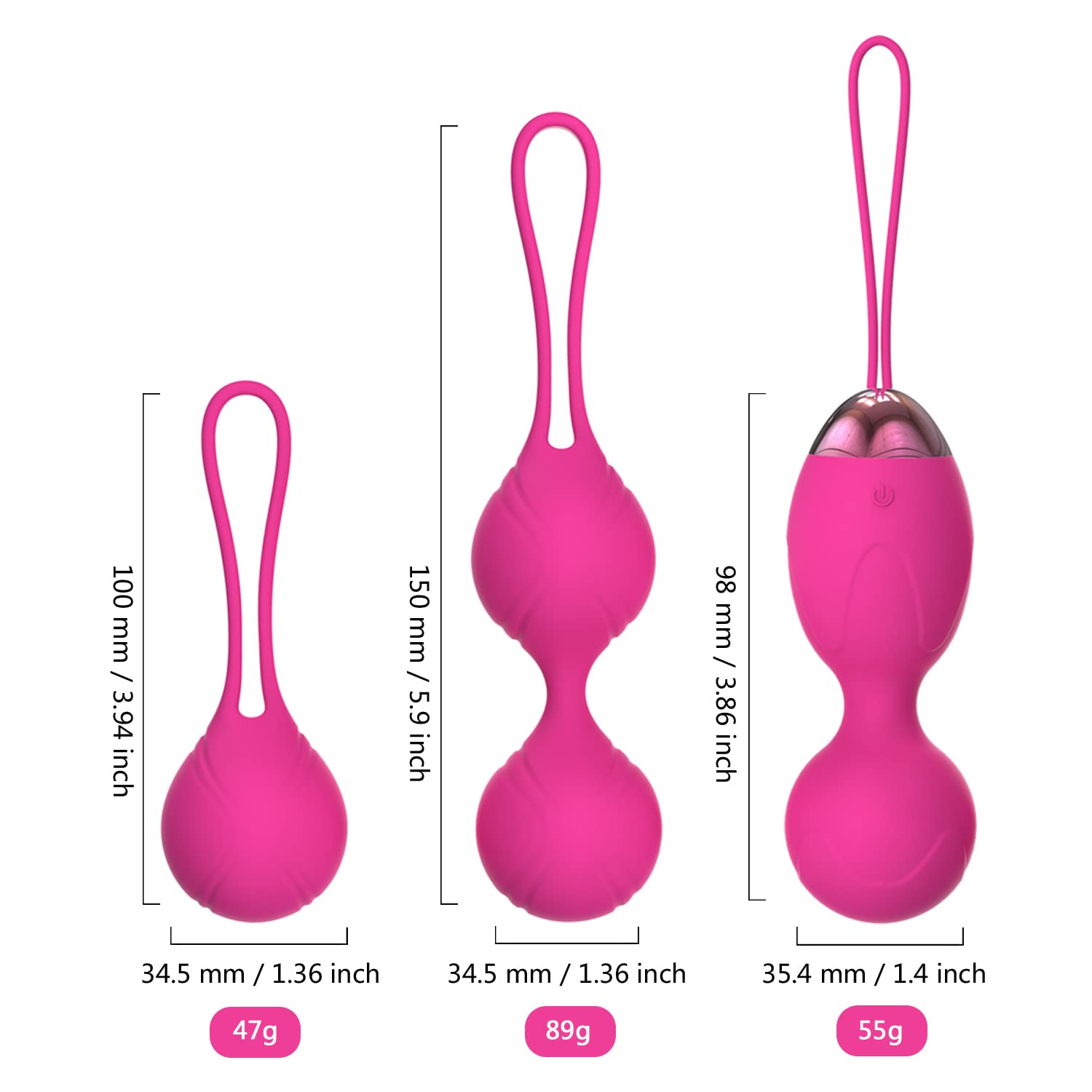 Boules de Geisha - avec 3 Kegel Balls en Silicone Kit d'entraînement pour Renforcer & Tonifier Les Muscles Pelviens (Pink)