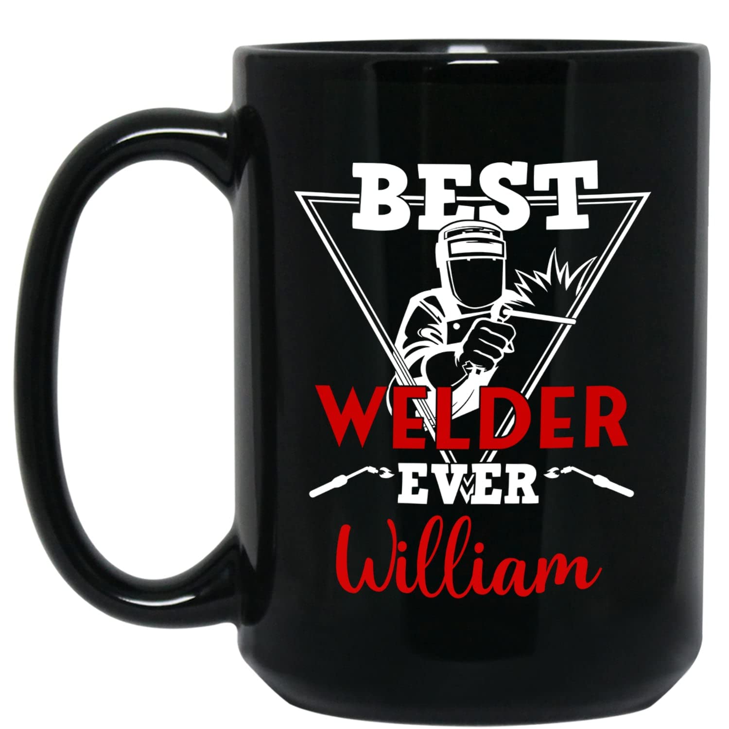 Personalized Choose Name Welding Jobs Coffee Mugs Cups Gifts For Men Welders Birthday, Customized Best Welder Ever Black Ceramic Mug 11 Oz 15 Oz, Welding Coffee Cup, Unique Weld Travel Mug Gift
