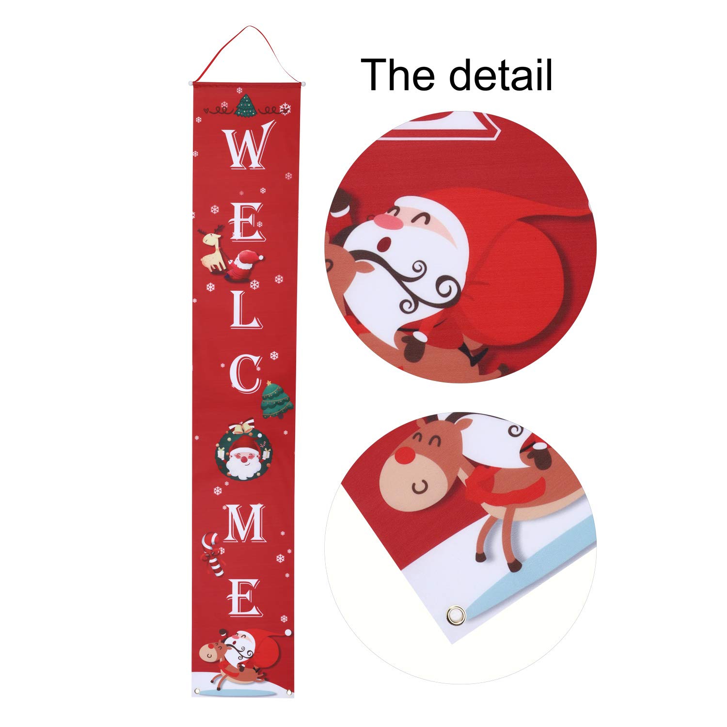 Cartelli Decorativi Per Porta Di Natale, 2 Pezzi Con Pupazzo Di Neve E Cervo - Decorazione Appesa Verticale Per Portico Ed Esterni