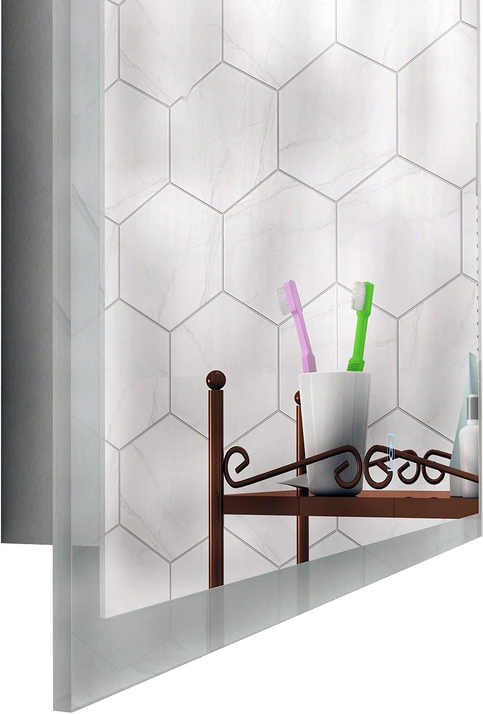 Exclusive Discount 60% Price DIYHD FLB W32 X H24 Box Diffusers Led Backlit Vanity Square Wall Mount Bathroom Finger Touch Light Mirror, W32XH24